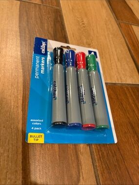 Caliber Assorted Permanent Markers — Black, Blue, Red, Green (4-Pack)